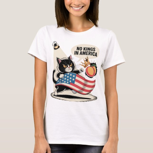 T-shirt Pas de rois en Amérique Angry Cat Art (Devant)