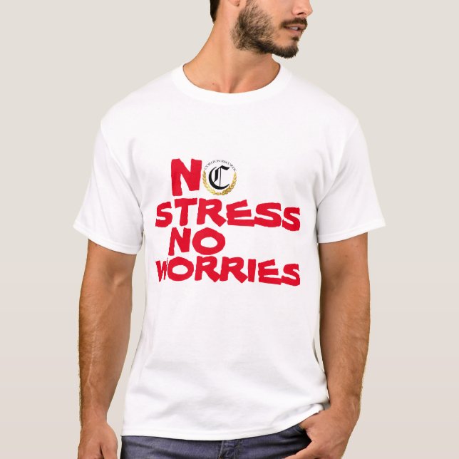 T-SHIRT PAS DE STRESS PAS DE SOUCI BLANC ET ROUGE (Devant)