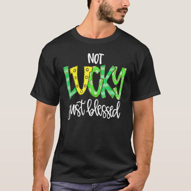T-shirt Pas Lucky Juste Béni Avec Chaussure Cheval St Patr (Devant)