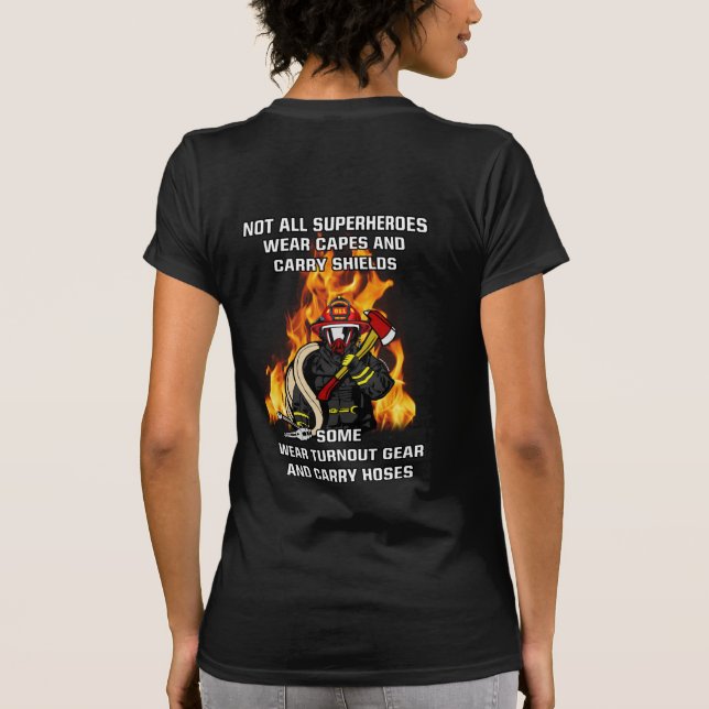 T-shirt Pas tous les super-héros...pompier (Dos)