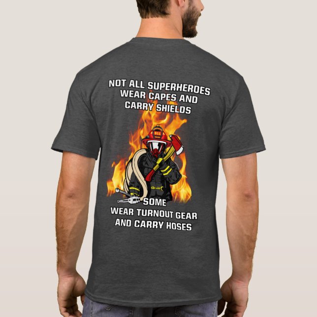 T-shirt Pas tous les super-héros...pompier (Dos)