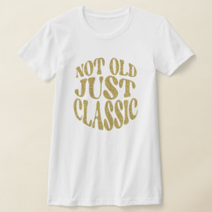 T-shirt Pas Vieux Juste Classique Paillettes Dorées Annive