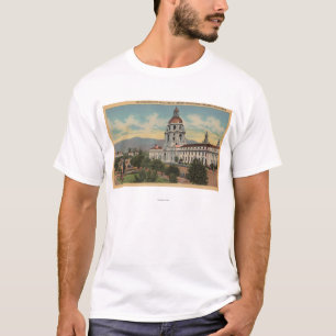 T-shirt Pasadena, CA - vue de ville hôtel et public Librar