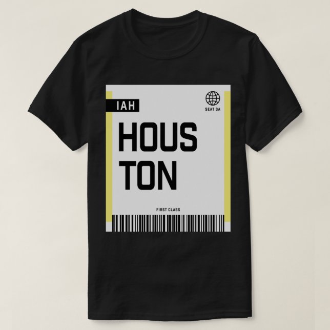 T-shirt Pass d'embarquement de Houston IAH (Design devant)