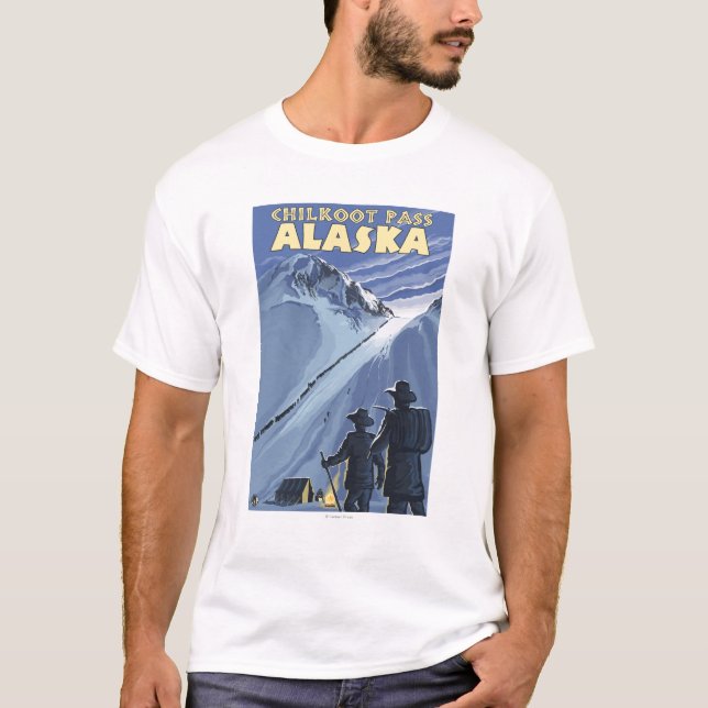 T-shirt Passage de Chilkoot, mineurs d'or de l'Alaska (Devant)