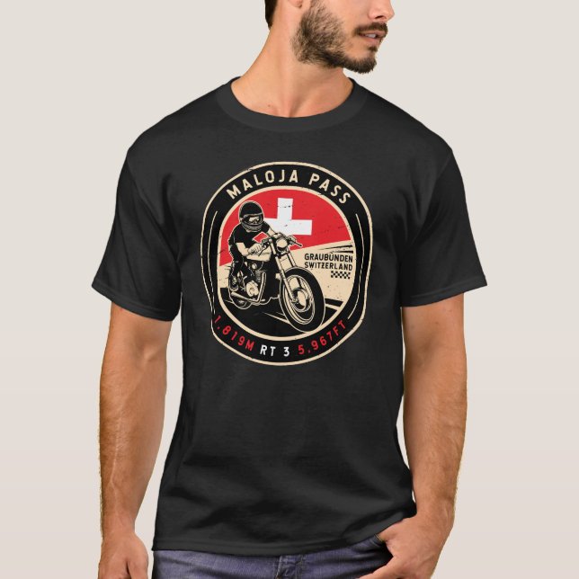 T-shirt Passe de Maloja | Suisse | Motorcycle (Devant)