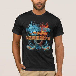 T-shirt Passion pour le hockey : Crâne graphique glace et