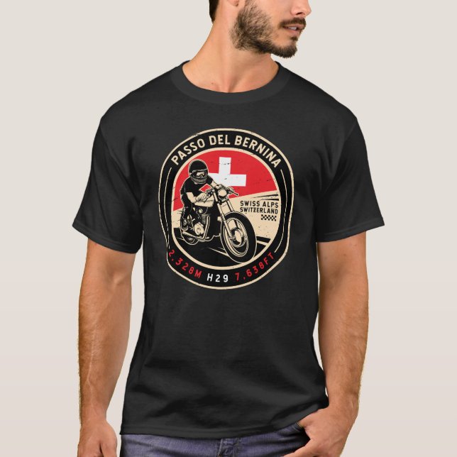 T-shirt Passo del Bernina | Suisse | Motorcycle (Devant)