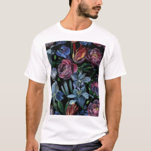 T-shirt Pastel à l'huile florale : Motif sans couture