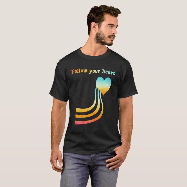 T-shirt Pastel Aquarelle Suivez votre coeur (Devant entier)