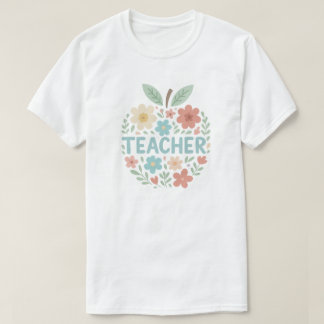 T-shirt Pastel Floral Apple Conception de l'enseignant