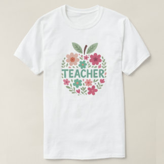 T-shirt Pastel Floral Apple Conception de l'enseignant