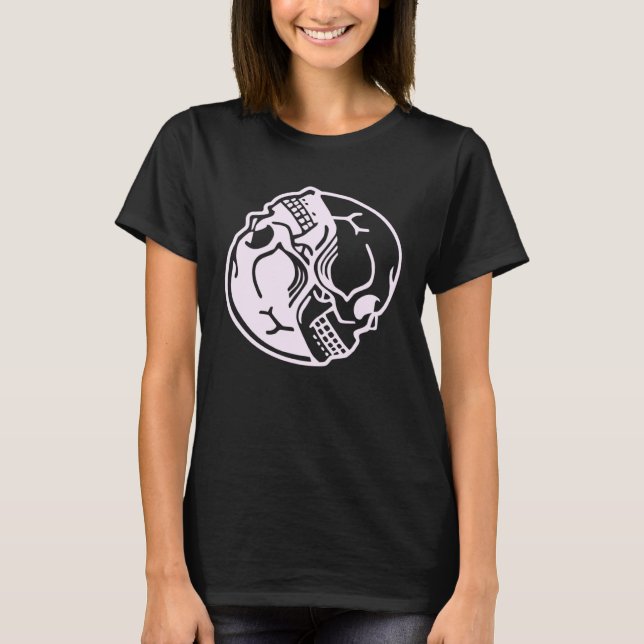 T-shirt Pastel Goth Aesthetic Pink Ying Yang Skull Graphic (Devant)