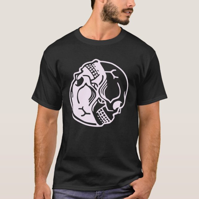 T-shirt Pastel Goth Aesthetic Pink Ying Yang Skull Graphic (Devant)