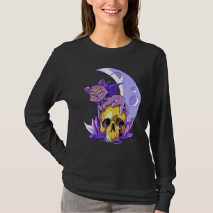 T-shirt Pastel Goth Chat Wicca Crâne Démonique Déplaisant