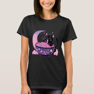 T-shirt Pastel Goth Esthétique Kawaii Chat Manger Ramen No