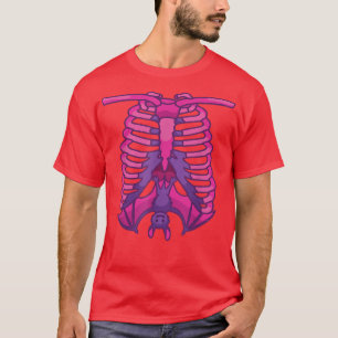 T-shirt Pastel Goth Kawaii Bat Ribcage Squelette Gothique