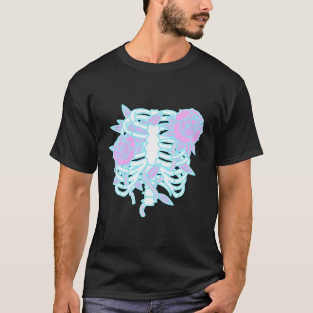T-shirt Pastel Goth Ribcage Kawaii Goth Skeleton Alt Emo (Devant)