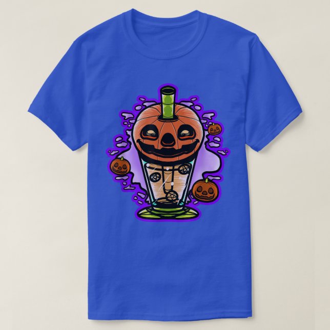 T-shirt Pastel Halloween Citrouille Squash Boba Bubble Tea (Design devant)