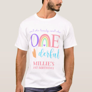 T-shirt Pastel Rainbow ONE derful 1st Birthday Dads T-shir