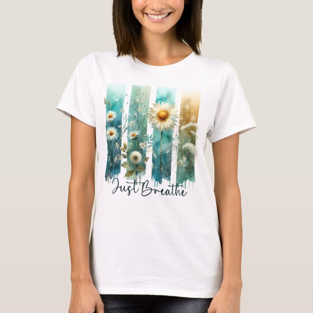 T-SHIRT PASTEL WATERCOLOR WILDFLOWER BRUSHSTROKES (Devant)