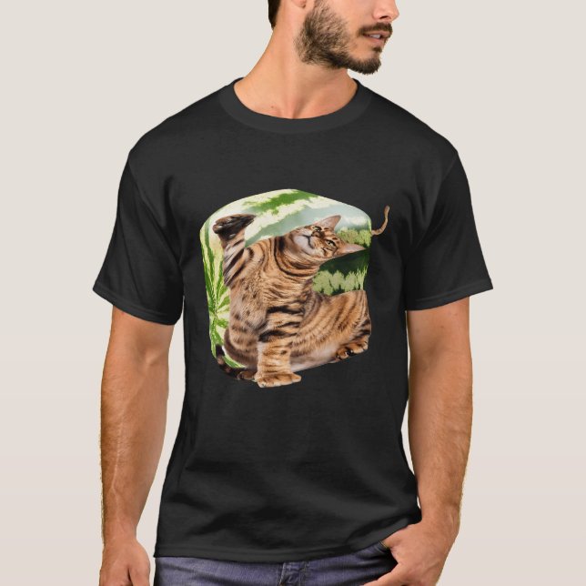 T-shirt Pastèque carrée Chat Mème Drôle Hybride Chat Fruit (Devant)