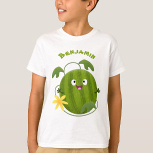 T-shirt Pastèque de dessin animé mignonne et souriante
