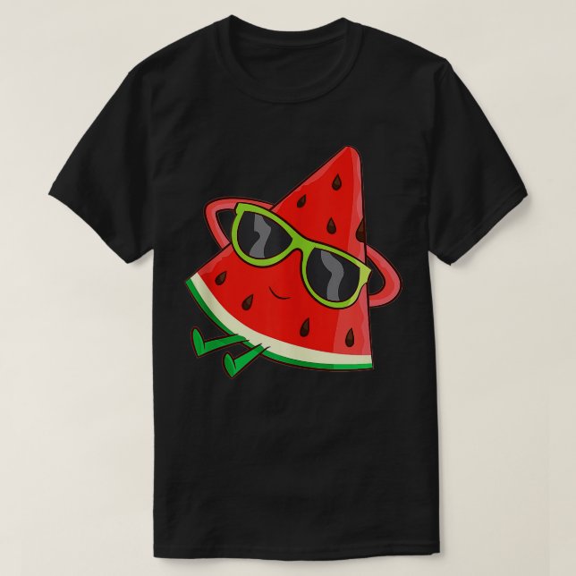 T-shirt Pastèque Melon Été Avec Lunettes De Soleil Eau Drô (Design devant)