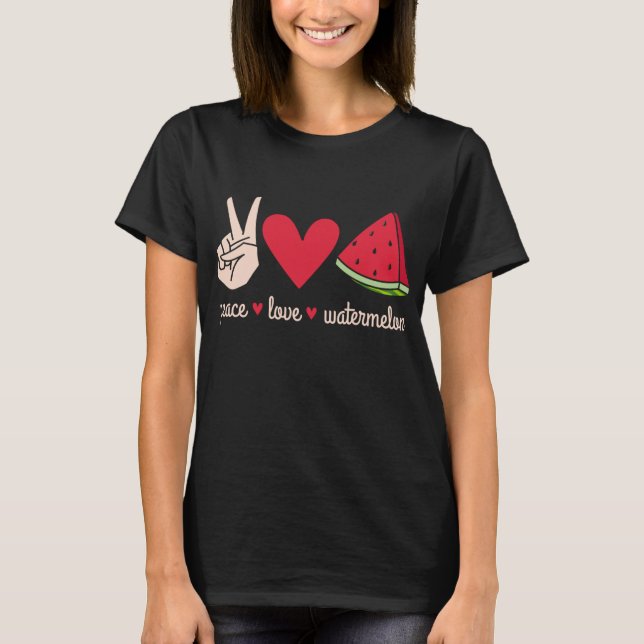 T-shirt pastèque Peace Love Large Fruit Watermelon (Devant)