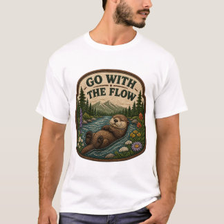 T-shirt Patch brodé de loutre Go With The Flow
