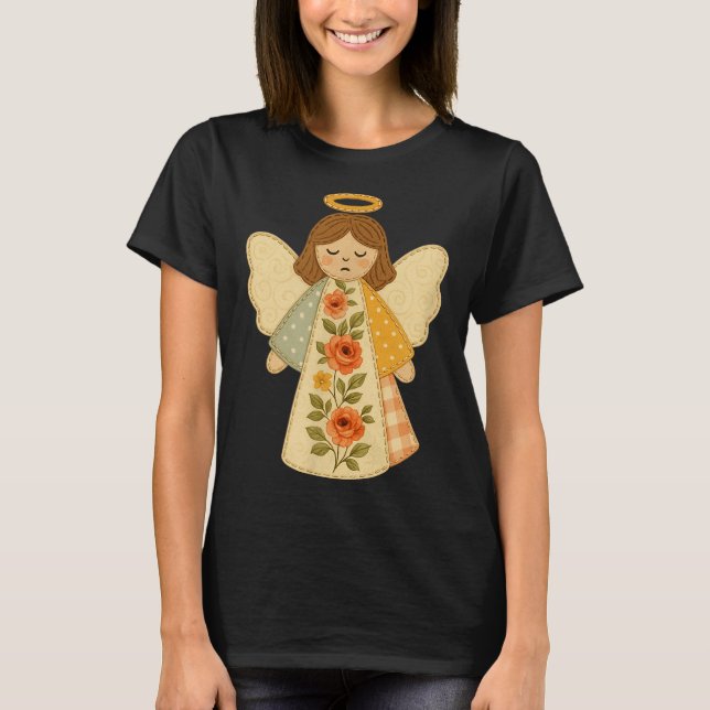 T-shirt Patchwork Angel Cozy Christmas &amp; Christian Des (Devant)