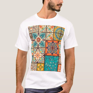 T-shirt Patchwork coloré Carrelage de Majolica Islamique