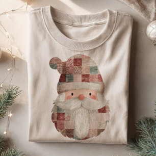T-shirt Patchwork Père Noël Retro Quilt Vintage Noël