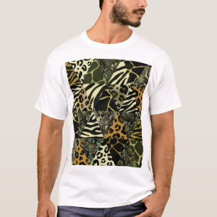 T-shirt Patchwork Safari : Poster de animal aquarelle.