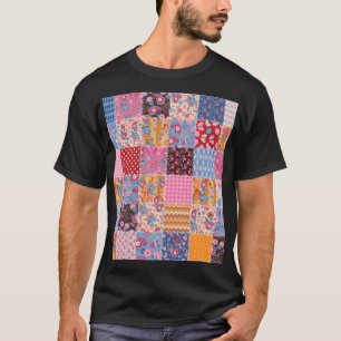 T-shirt Patchwork sans couture, motif en tissu mignon.