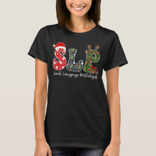 T-shirt Pathologiste du langage vocal Noël SLP Xmas