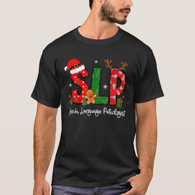 T-shirt Pathologiste du langage vocal Reindeer Santa Hat S (Devant)