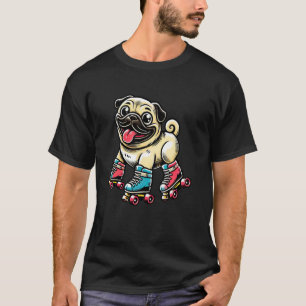 T-shirt Patin à roulettes Pug Chien