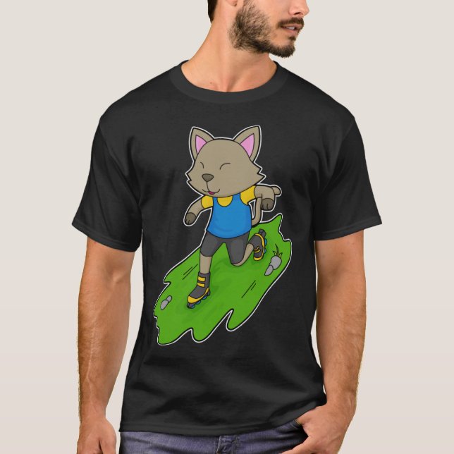 T-shirt Patin en ligne de chat Sports à roulettes (Devant)