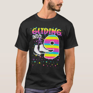T-shirt Patinage 9E Anniversaire Enfants Glissant Dans 9 A