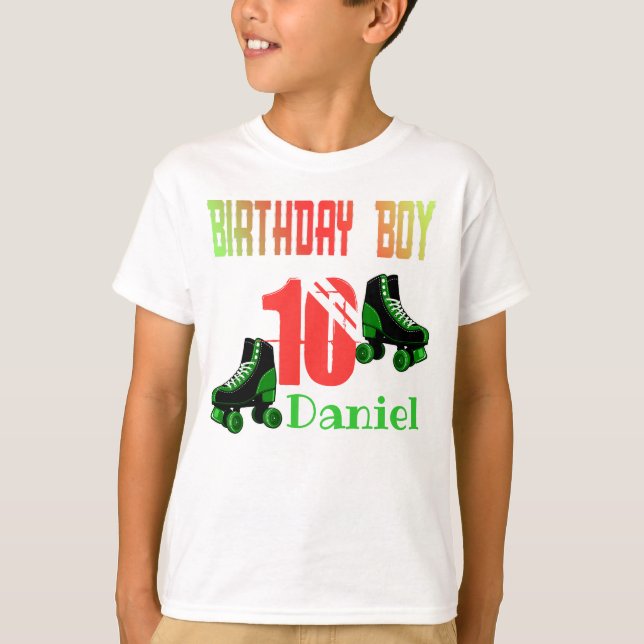 T-shirt Patinage à rouleaux Anniversaire Garçon Famille Co (Devant)
