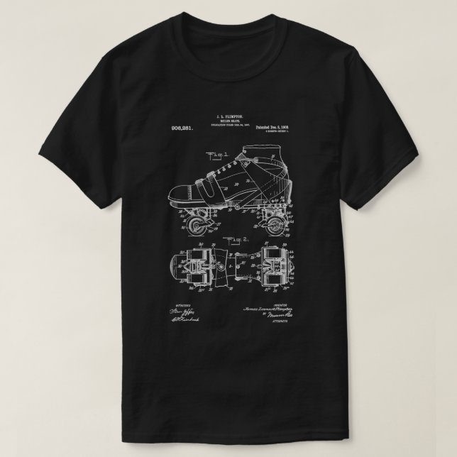T-shirt Patinage à rouleaux Brevet blanc 2 (Design devant)