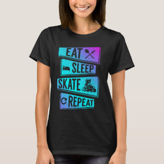 T-shirt Patinage à roulettes Filles amusantes Mangez Sleep