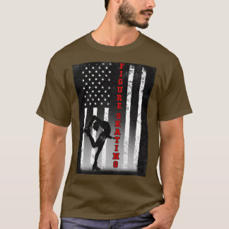 T-SHIRT PATINAGE DE FIGURE NOIR DU DRAPEAU AMÉRICAIN