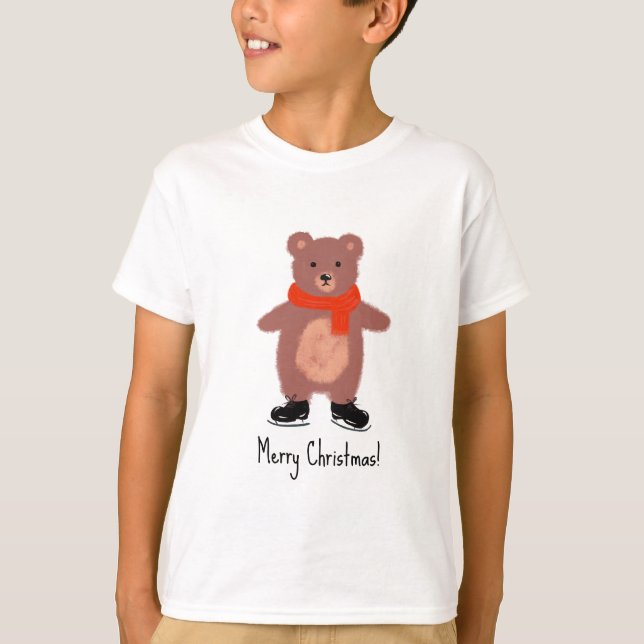 T-shirt Patinage drôle d'ours (Devant)