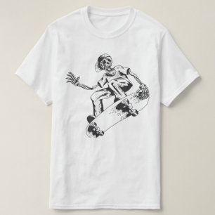 T-shirt Patinage Le squelette joue au skateboard
