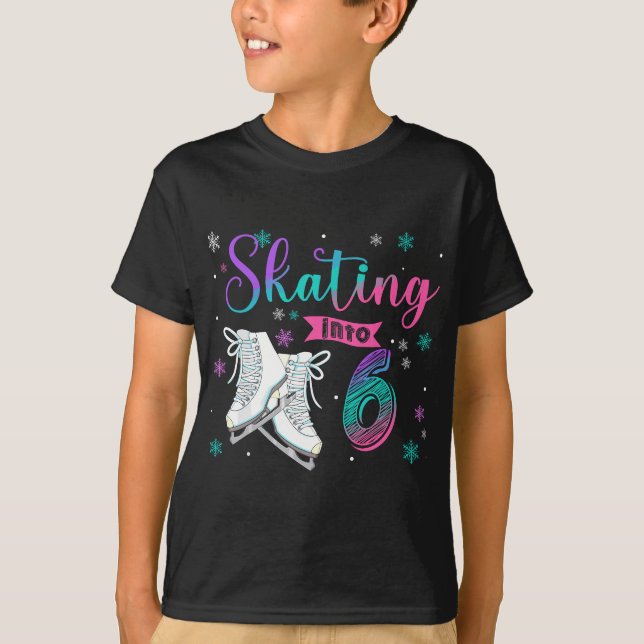 T-shirt Patinage sur glace 6e fête d'anniversaire Famille  (Devant)