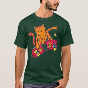 T-shirt Patineur Chat Skateboard Funny Skater Skateboard C