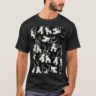 T-shirt Patins à rouleaux Noir Blanc Or