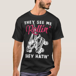 T-shirt Patins à roulettes rétro vintage Ils me voient rou